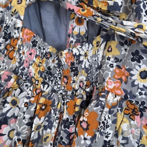 American Eagle Floral Button-Front Puff Sleeve‎ Tie-Back Mini Dress XS - Picture 9 of 13